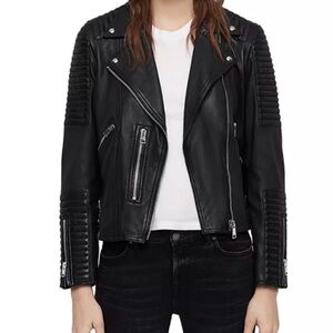All Saints Black Leather Moto Jacket